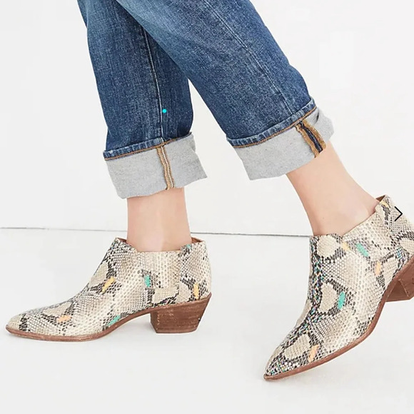Madewell Myles Ankle Leather Boot Stamped Rainbow Snake Women’s size 8.5 - Picture 2 of 14